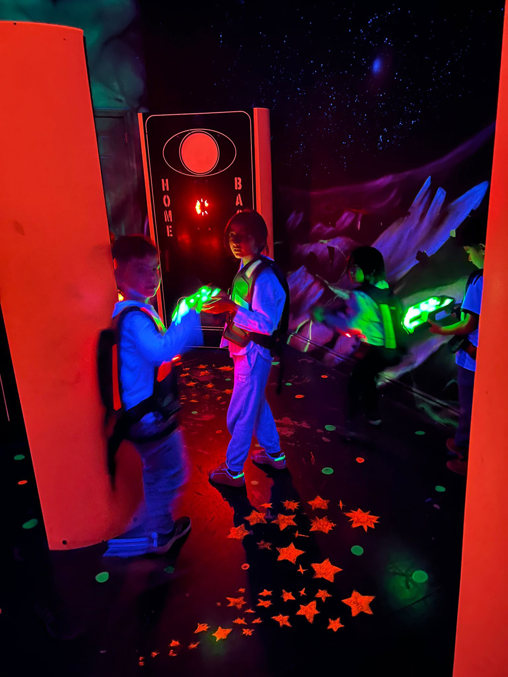 Children having fun at a laser tag party