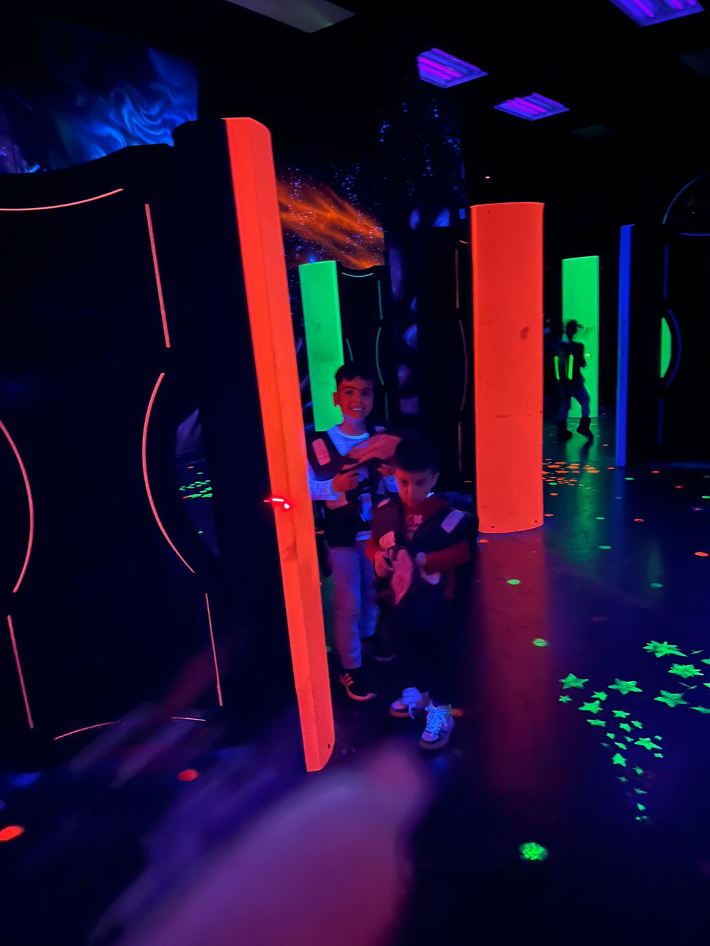 Happy players after a laser tag game